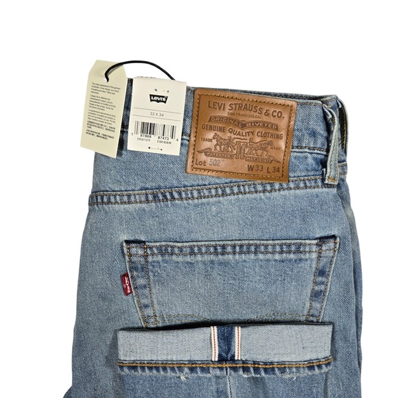 Levi's Other - Levis 502 Taper Selvedge Denim Jeans Mens 33x34 Light Wash Cotton Hemp